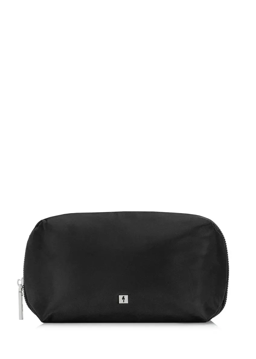 Black capacious nylon cosmetic bag TOREN-0291-99(Z24)-01