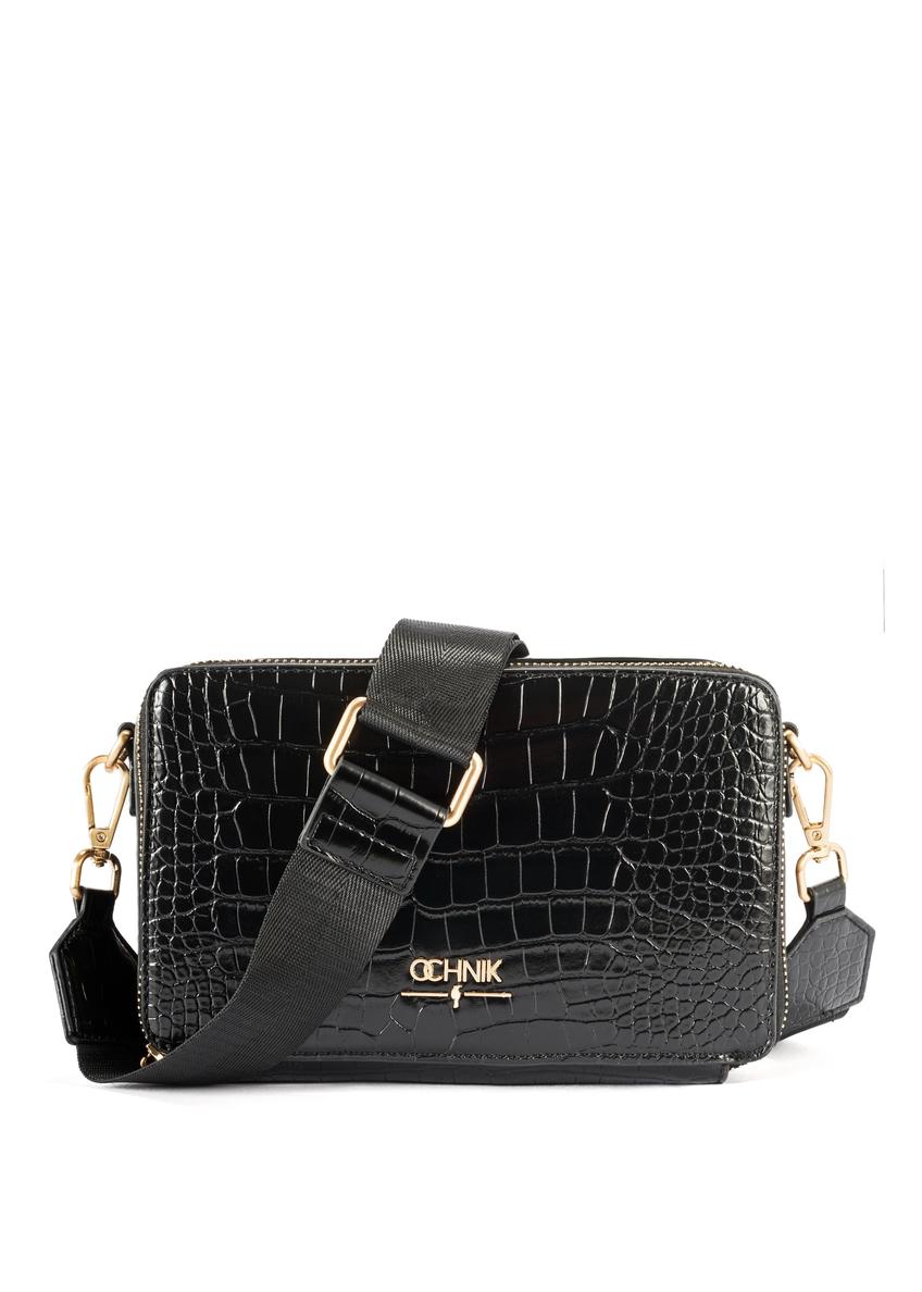 Czarna mała torebka damska croco TOREC-1049-99(Z25)