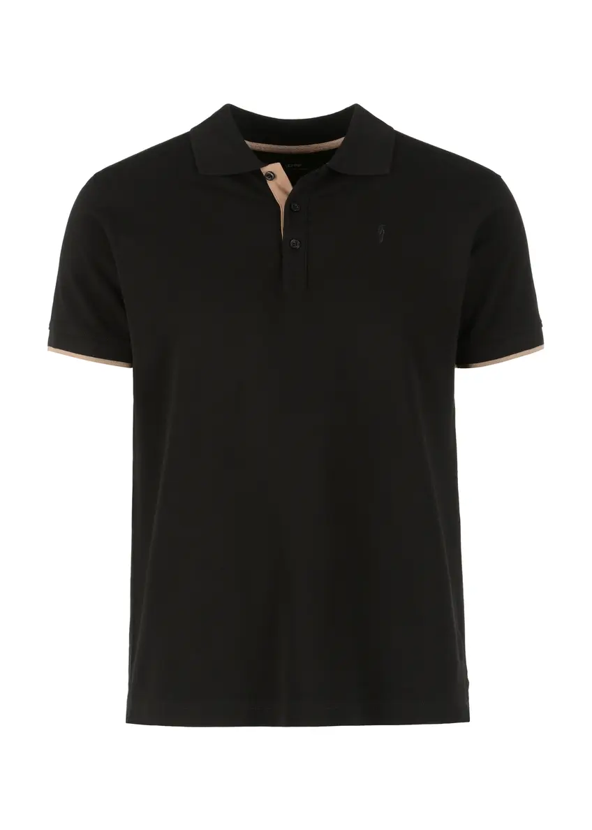Czarna koszulka polo męska POLMT-0045A-99(W24)