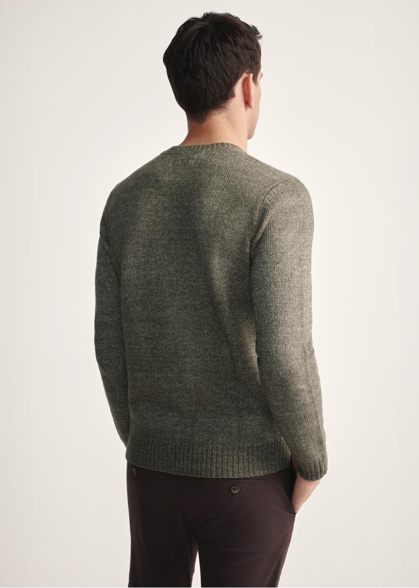 Sweter męski khaki z domieszką wełny SWEMT-0170-55(Z25)