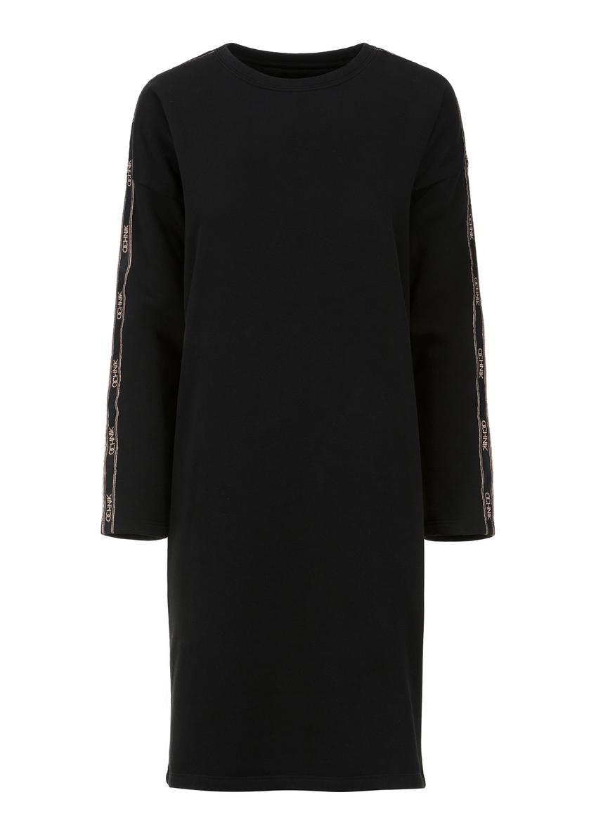 Czarna luźna sukienka z długim rękawem SUKDT-0171-99(Z23)-03