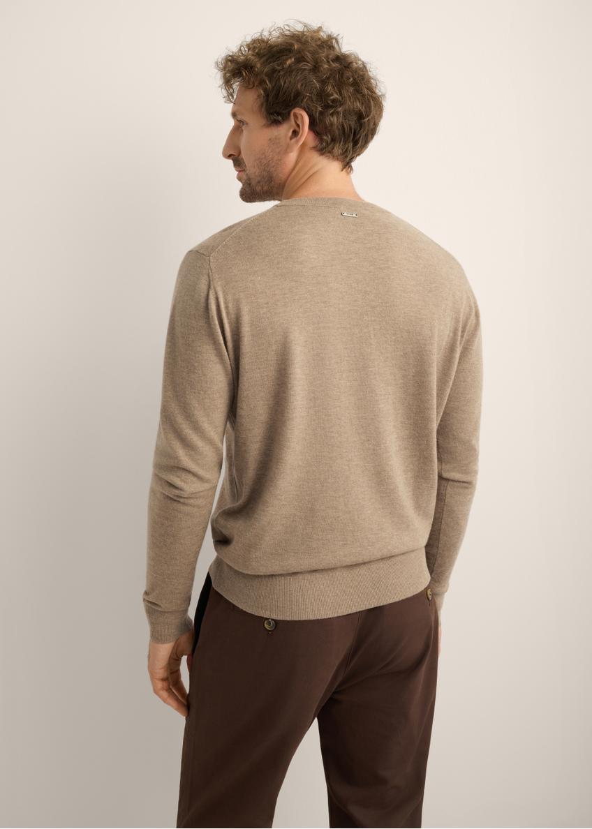 Camelowy wełniany sweter męski SWEMT-0200-1D(Z26)