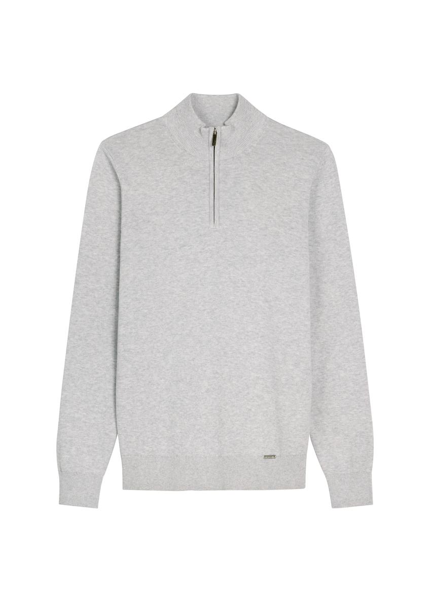 Jasnoszary sweter męski ze stójką SWEMT-0189-9A(W26)