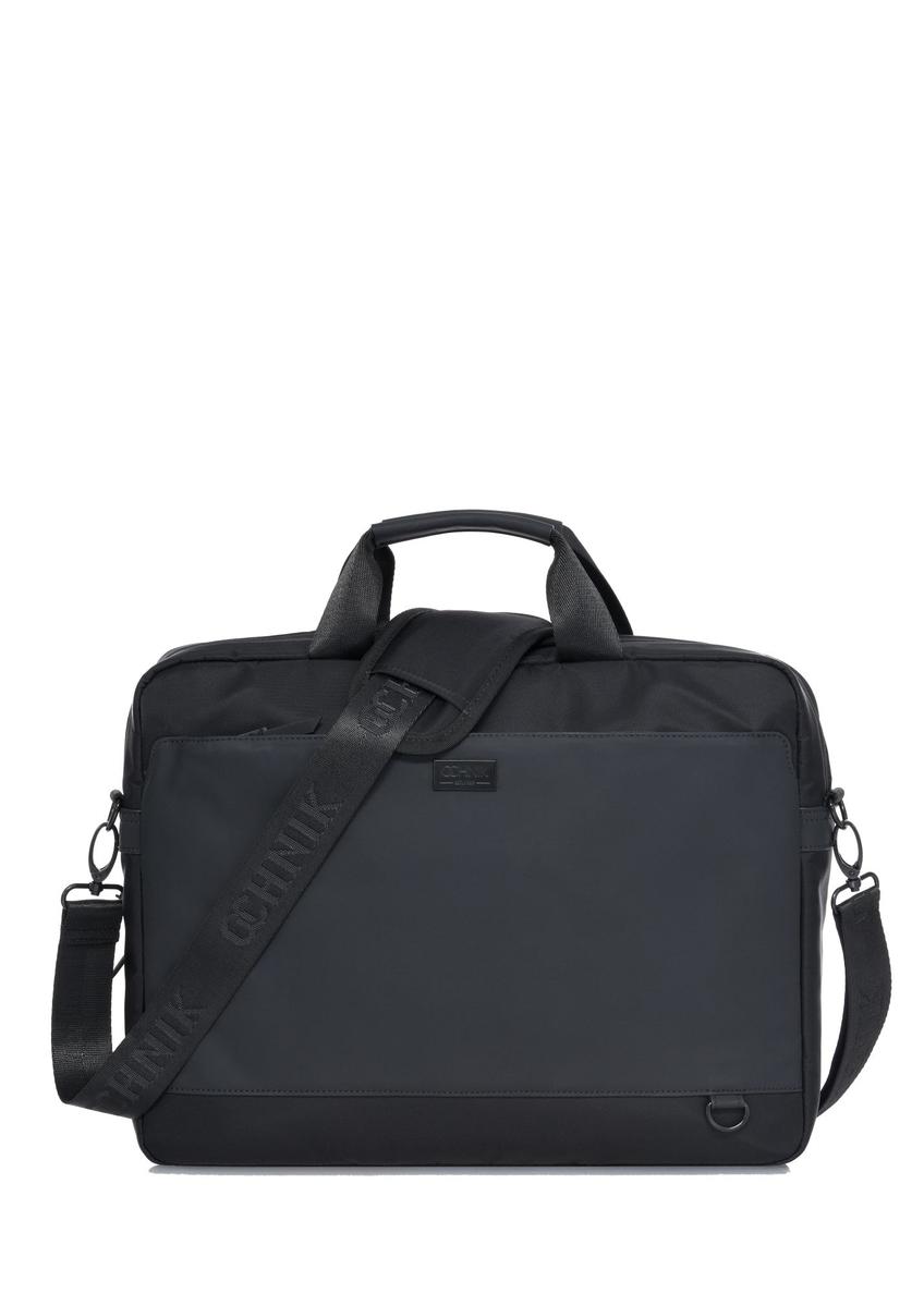 Czarna teczka męska z kieszenią  na laptop TORMN-0312A-99(Z24)-07