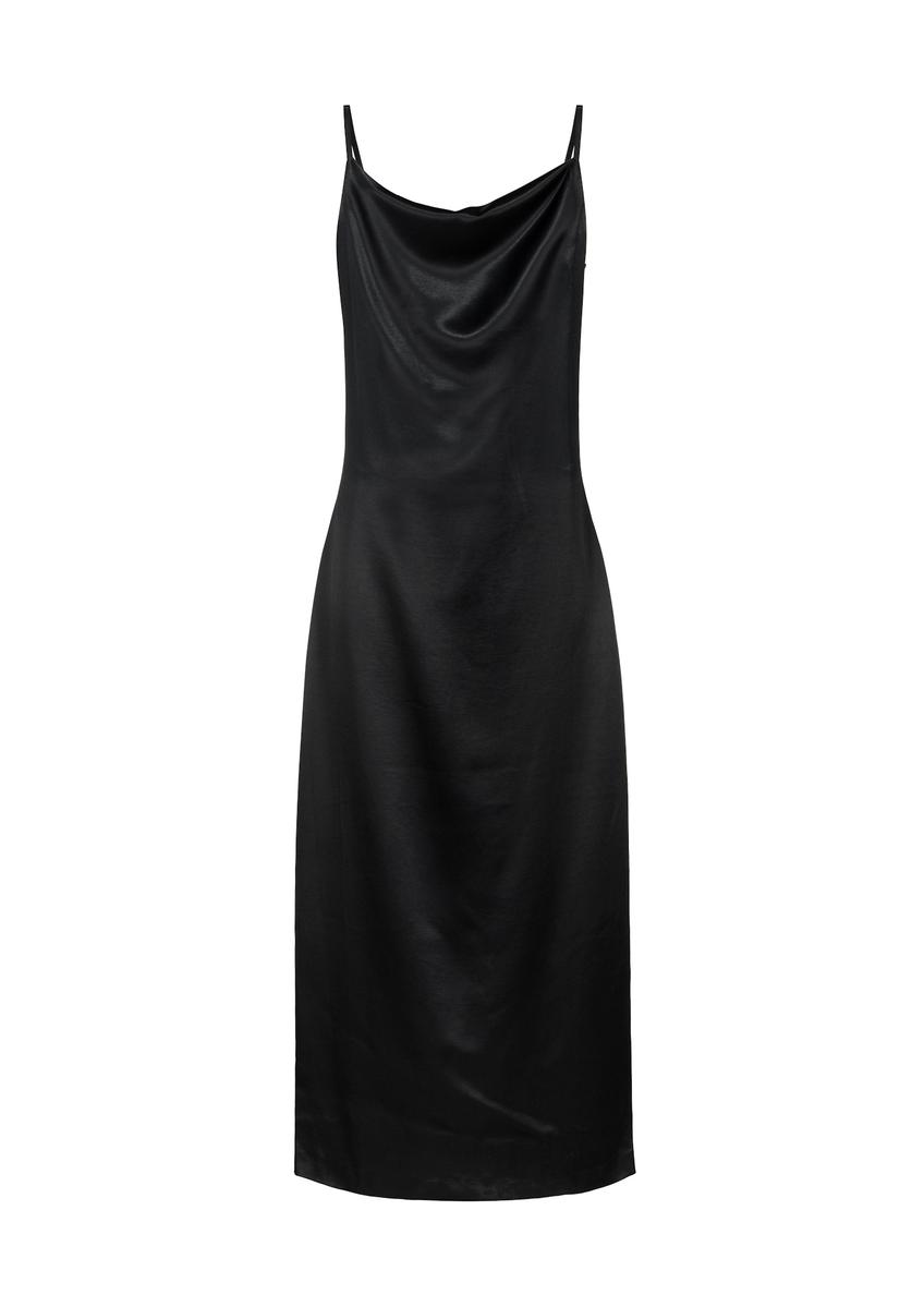 Czarna sukienka z satynowego materiału SUKDT-0218-99(W25)-04