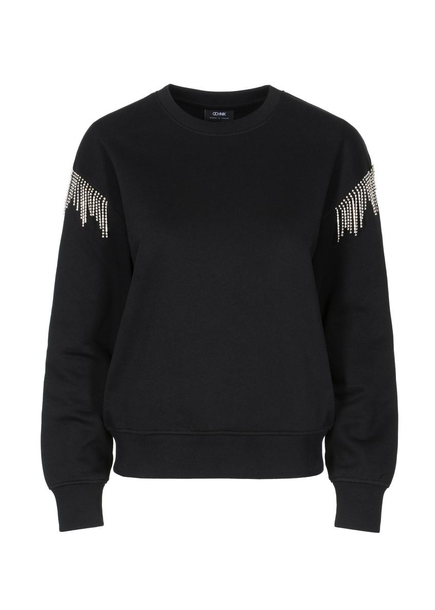 Czarna bluza damska z cyrkoniami BLZDT-0089-99(Z23)-04