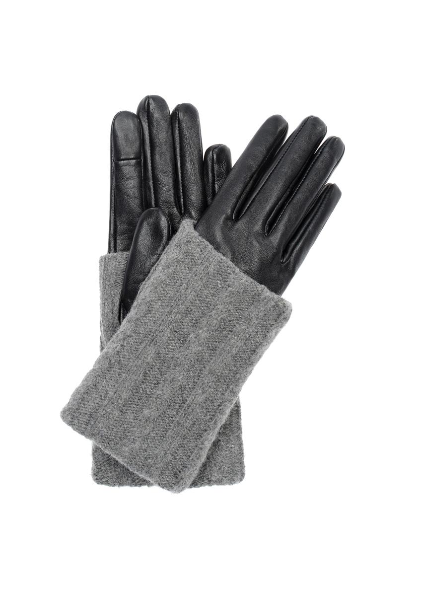 Czarne skórzane rękawiczki damskie REKDS-0063-98(Z23)