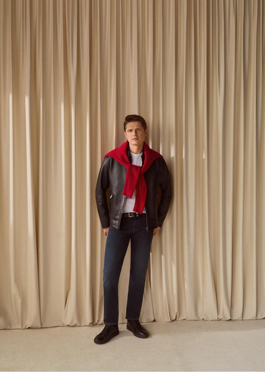 Czarna skórzana kurtka męska KURMS-0363-99(W26)