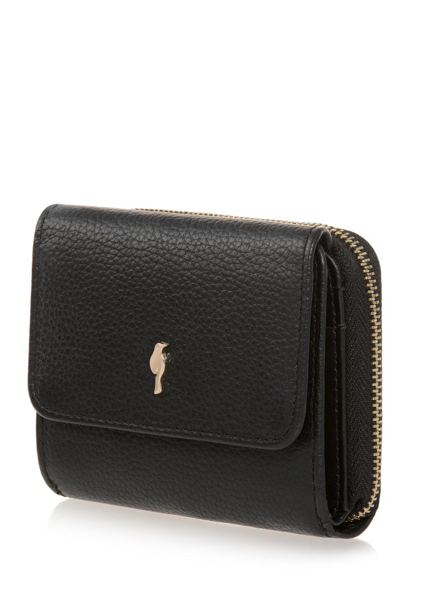 Mały czarny skórzany portfel damski PORES-0802A-99(W23)