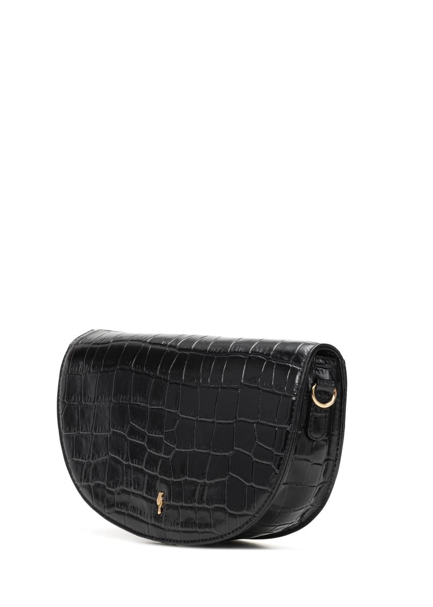Czarna skórzana półokrągła listonoszka croco TORES-1230-9G(W26)