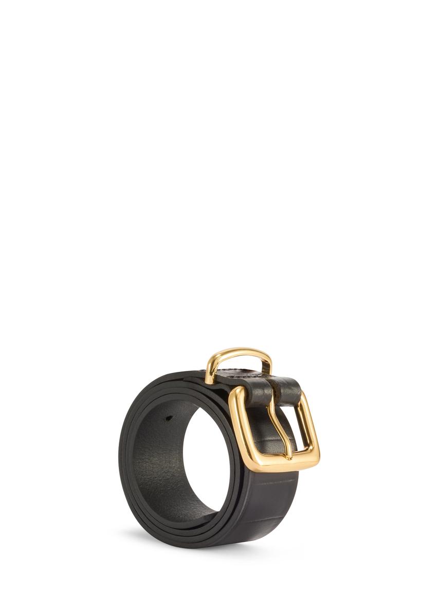 Czarny skórzany pasek damski croco PASDS-0312A-97(Z25)