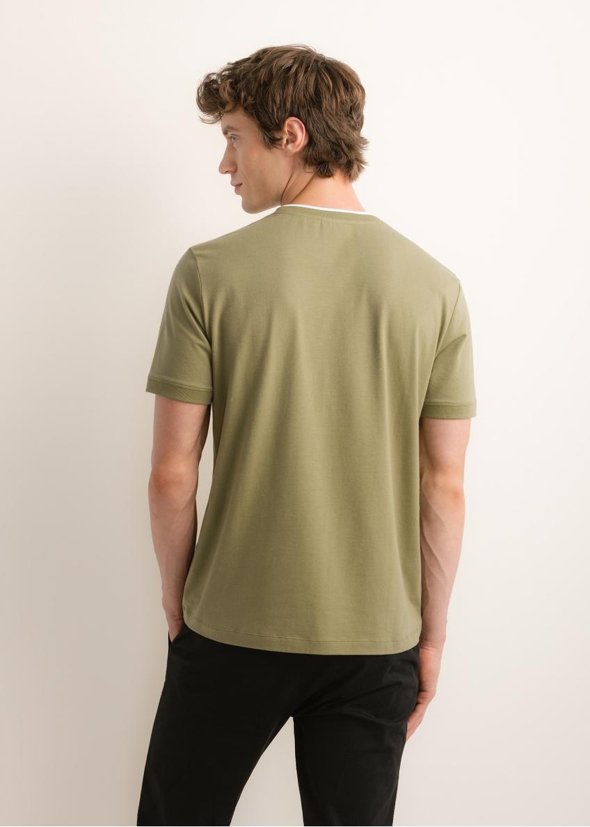 Jasnozielony bawełniany gładki T-shirt męski TSHMT-0155-8A(Z26)