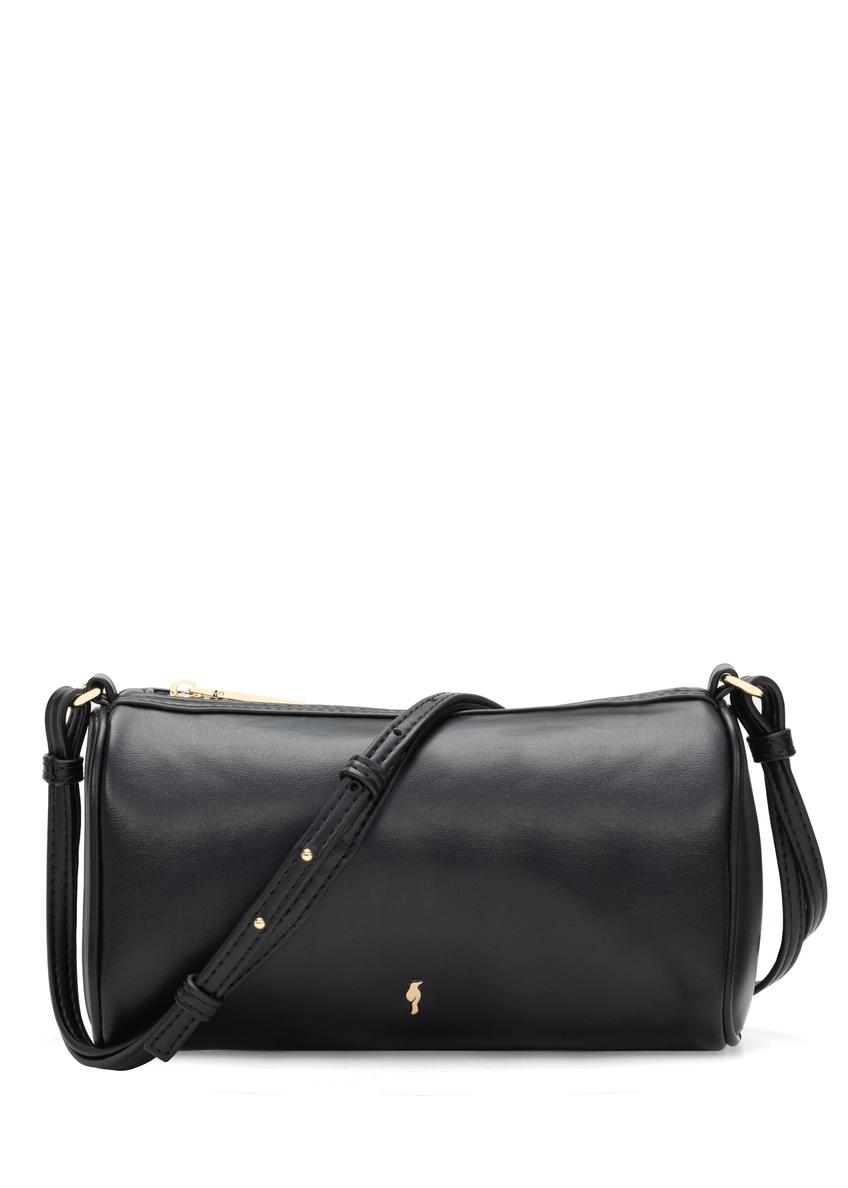 Czarna mała podłużna torebka damska TOREC-1176-99(W26), widok produktu z przodu na białym tle.