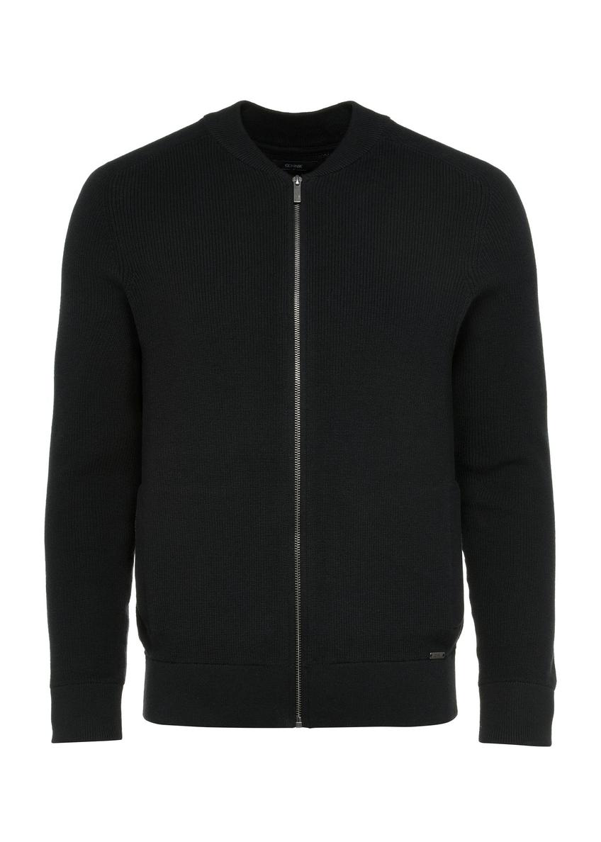 Czarny sweter męski na suwak SWEMT-0164-99(W25)-07