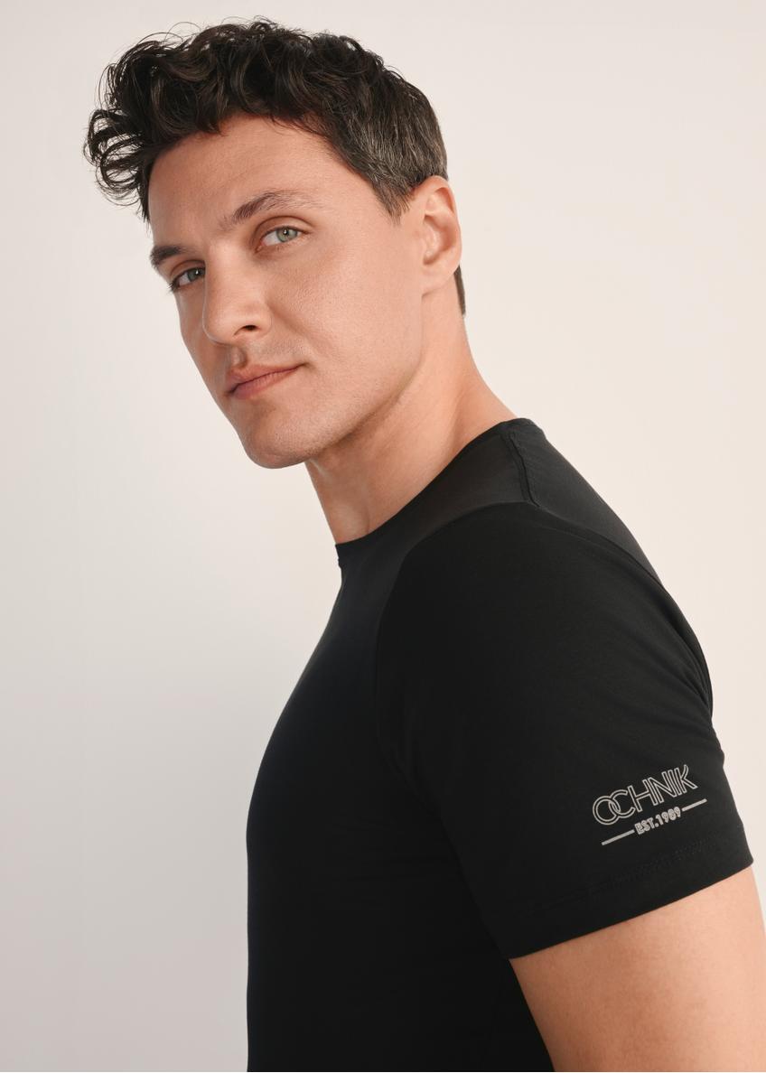 Czarny basic T-shirt męski  z logo TSHMT-0091-99(KS)