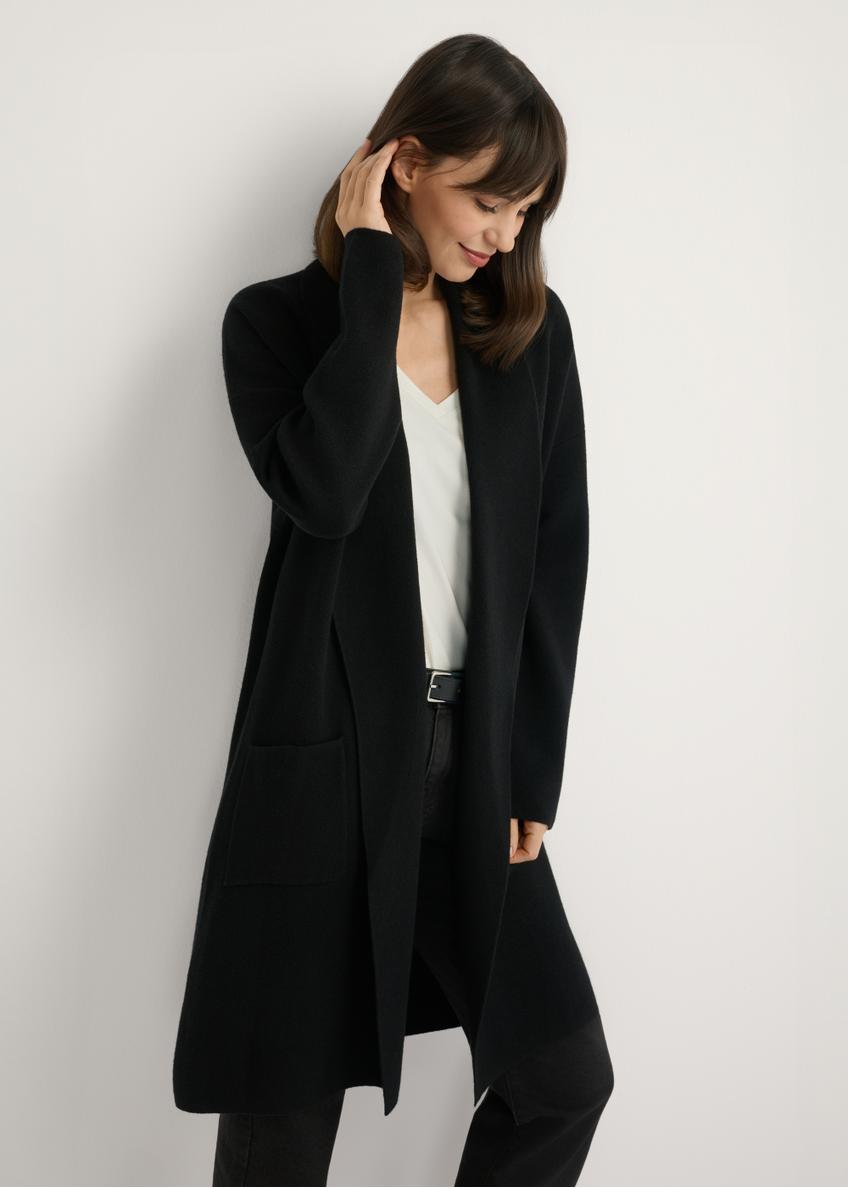 Czarny kardigan basic damski KARDT-0041-99(W26)