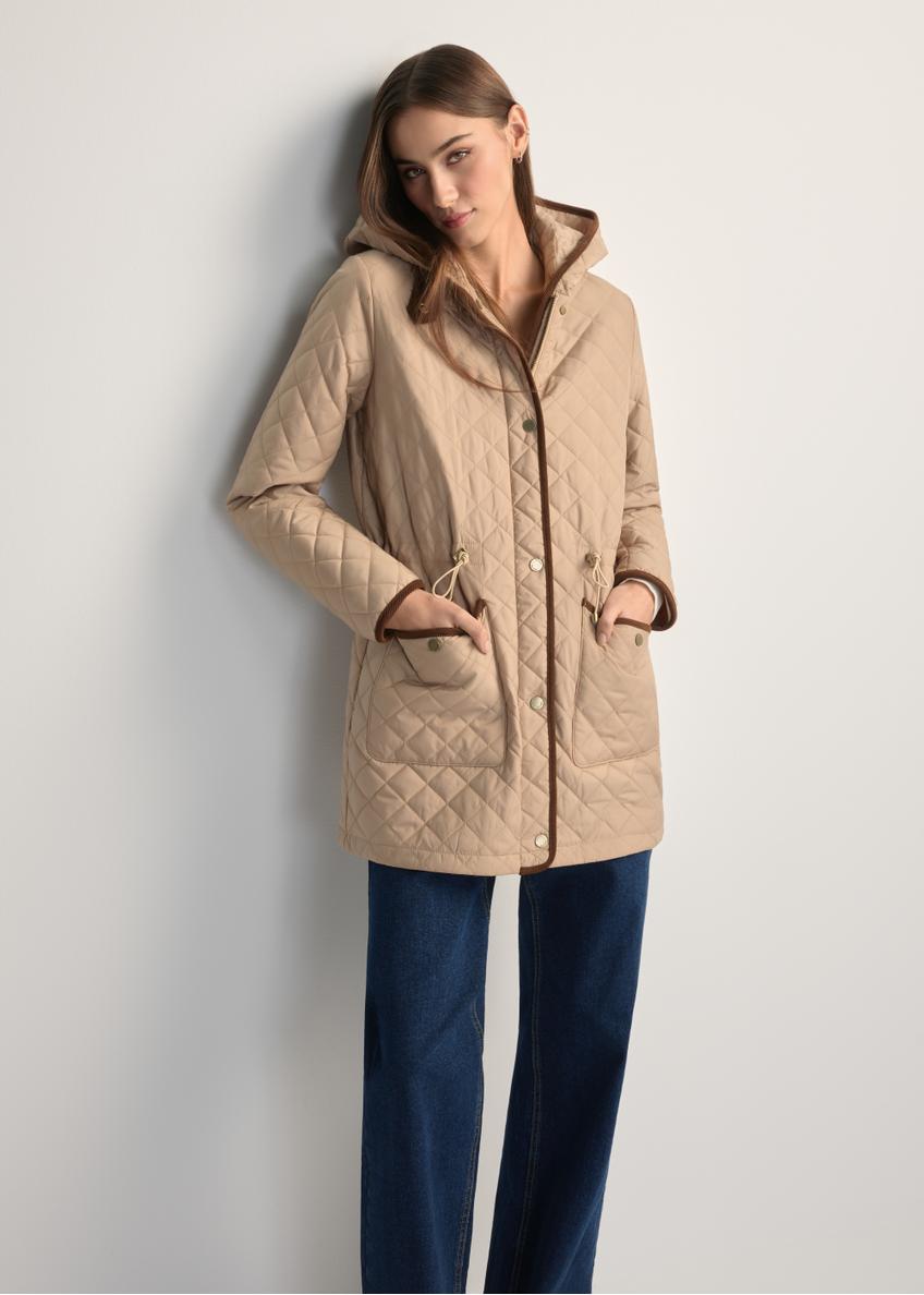Beżowa kurtka damska pikowana KURDT-0646-1B(W26)