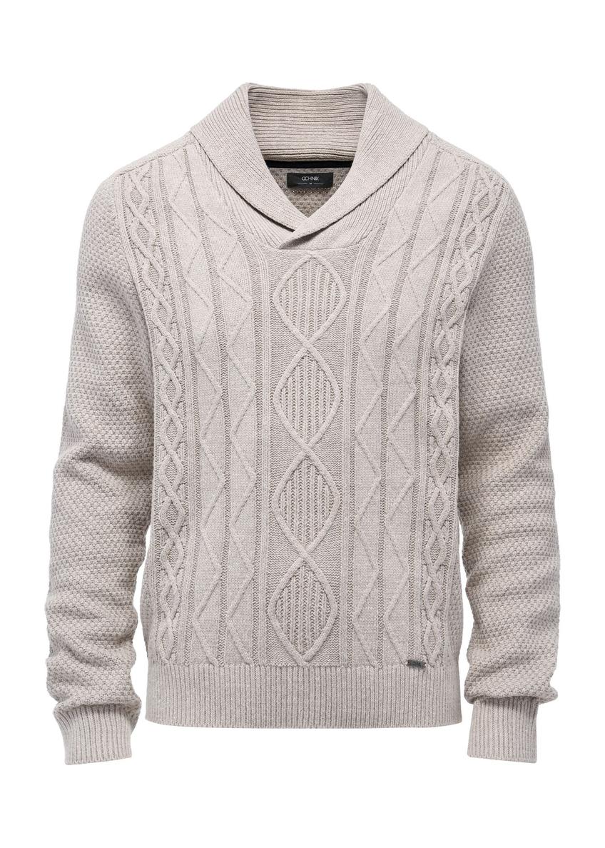 Beżowy sweter męski SWEMT-0158-81(Z24)-03