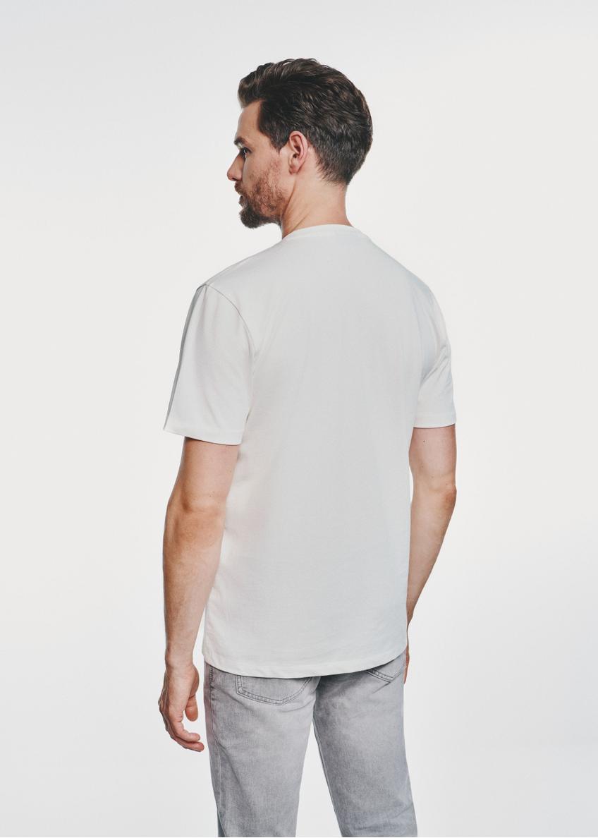 Kremowy t-shirt męski basic TSHMT-0110-12(Z24)