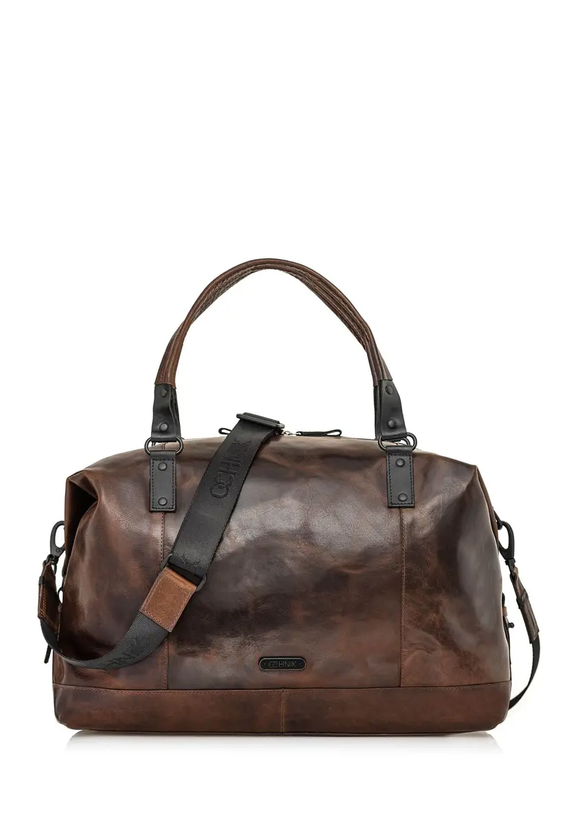 Brown leather large men's bag TORMS-0103B-79(Z24)