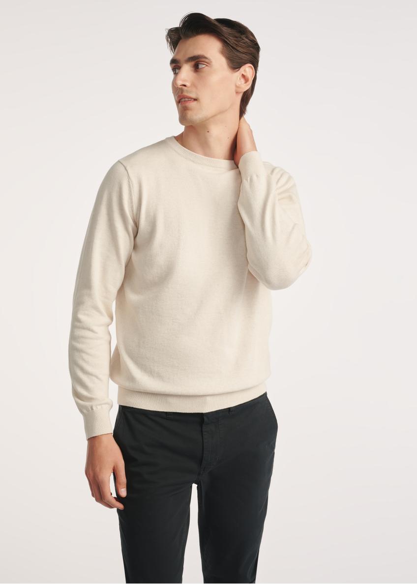 Beżowy bawełniany sweter męski SWEMT-0114A-80(Z25)