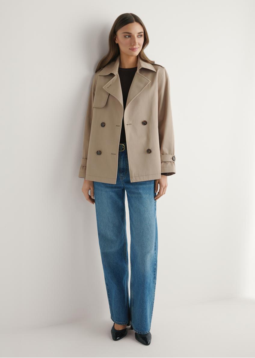 Beżowa krótka kurtka damska KURDT-0556-1C(W26)