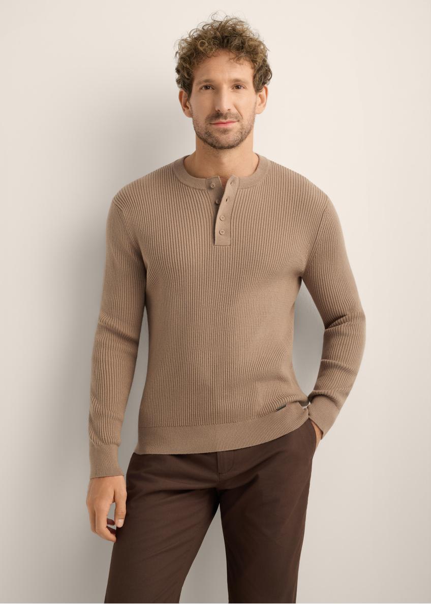 Jasnobrązowy sweter męski SWEMT-0202-1K(Z26)