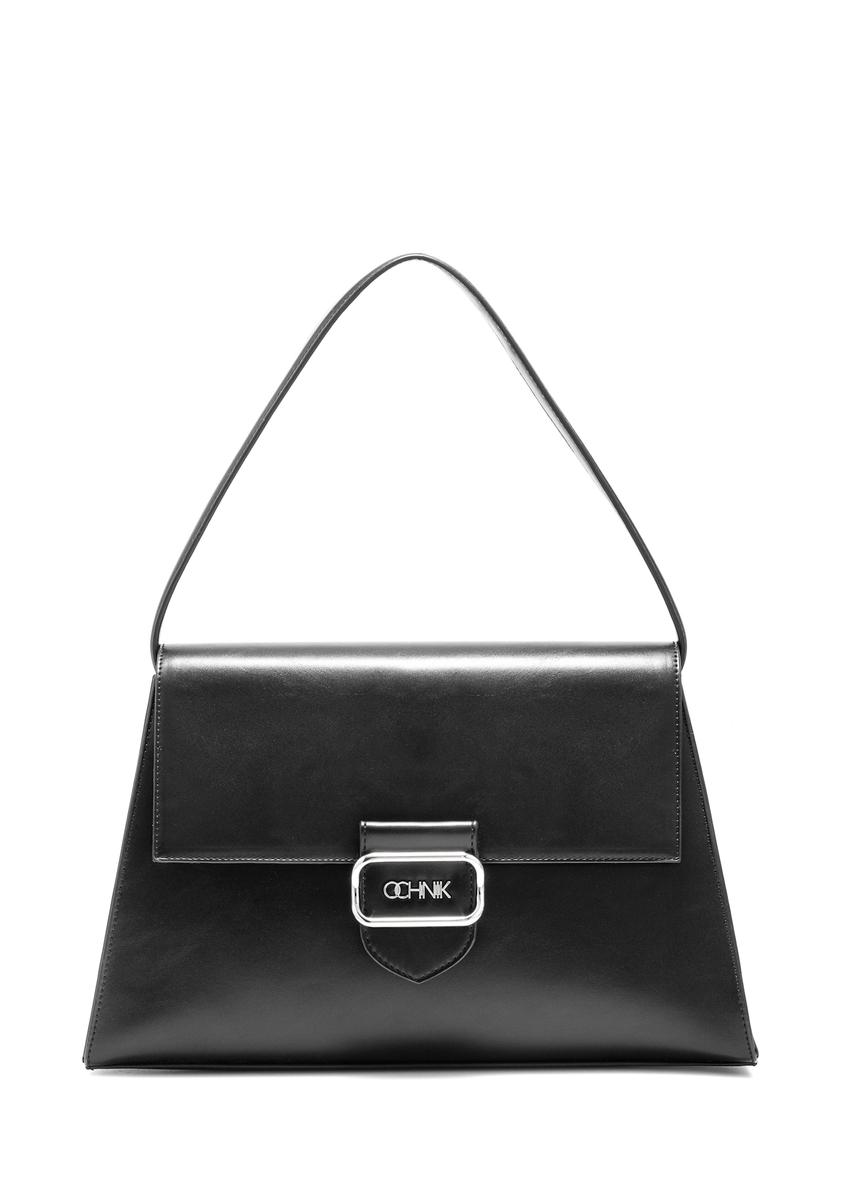 Elegancka czarna torebka damska TOREC-1068-99(Z25), widok produktu z przodu na białym tle.