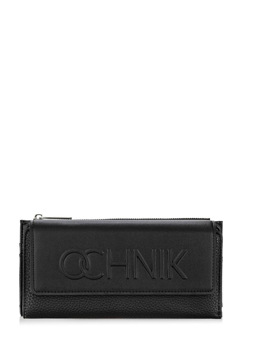 Duży czarny portfel damski z logo POREC-0361-99(W24)