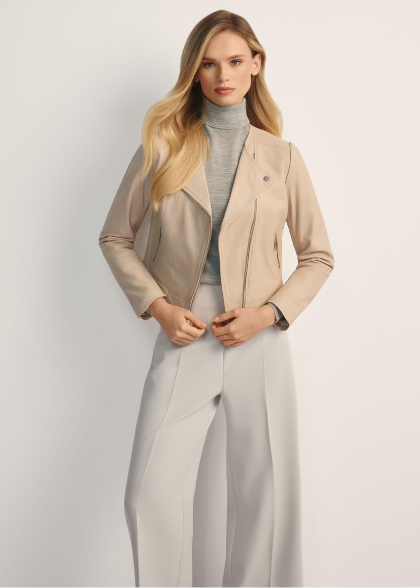 Skórzana beżowa ramoneska damska KURDS-0273-1B(KS)