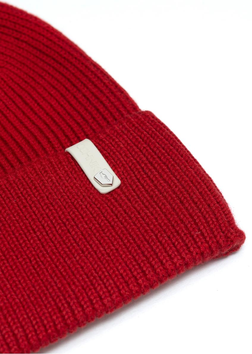 Czerwona czapka damska z wełną merino CZADT-0178A-42(Z25)