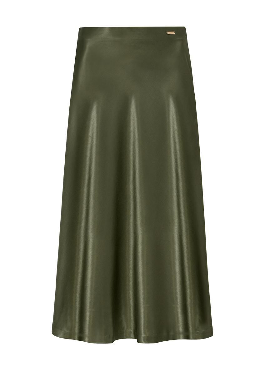 Satynowa spódnica midi w kolorze khaki SPCDT-0105-55(W25)