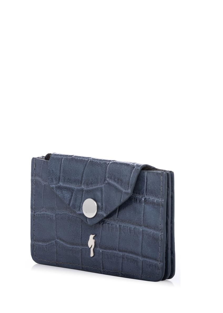 Mały granatowy skórzany portfel damski PORES-0890-7D(W26)