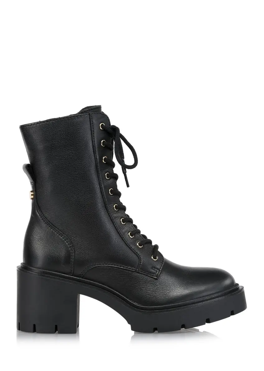 Black leather high heel ankle boots BUTYD-1095-99(Z24)