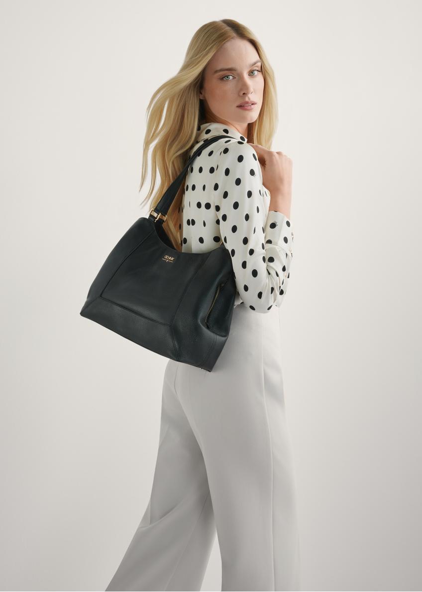 Czarna skórzana torebka shopper damska TORES-1264-9I(W26)