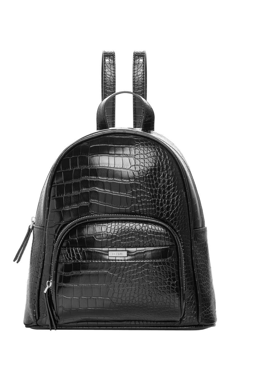 Czarny plecak damski croco TOREC-1263-9G(Z26), widok produktu z przodu na jasnym tle.