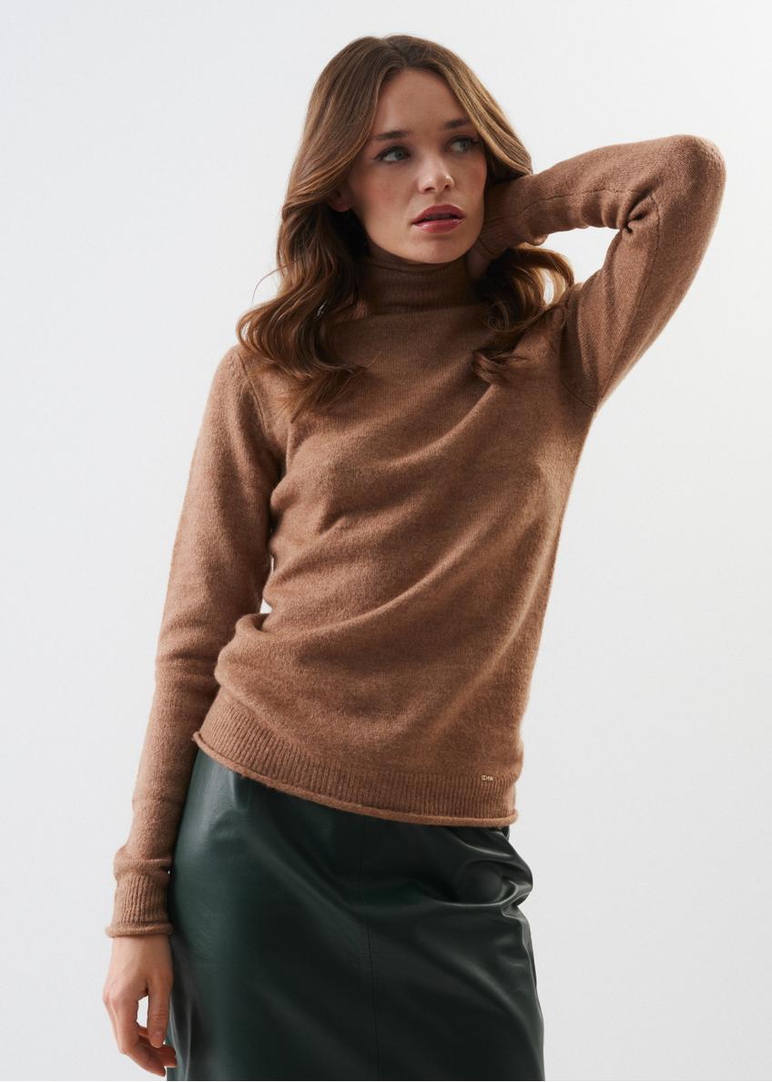 Jasnobrązowy sweter damski SWEDT-0164-34(Z23)