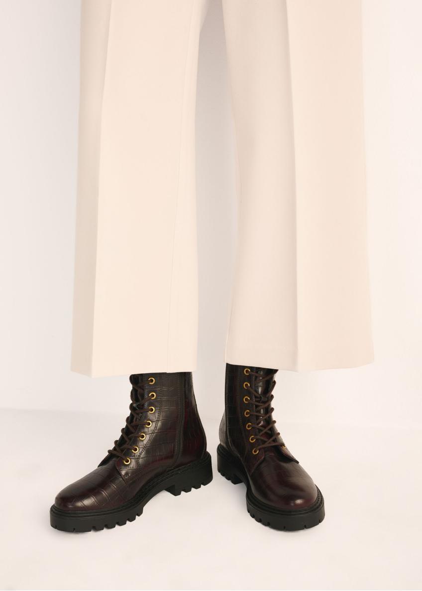 Bordowe botki damskie croco BUTYD-1192-4E(Z26)