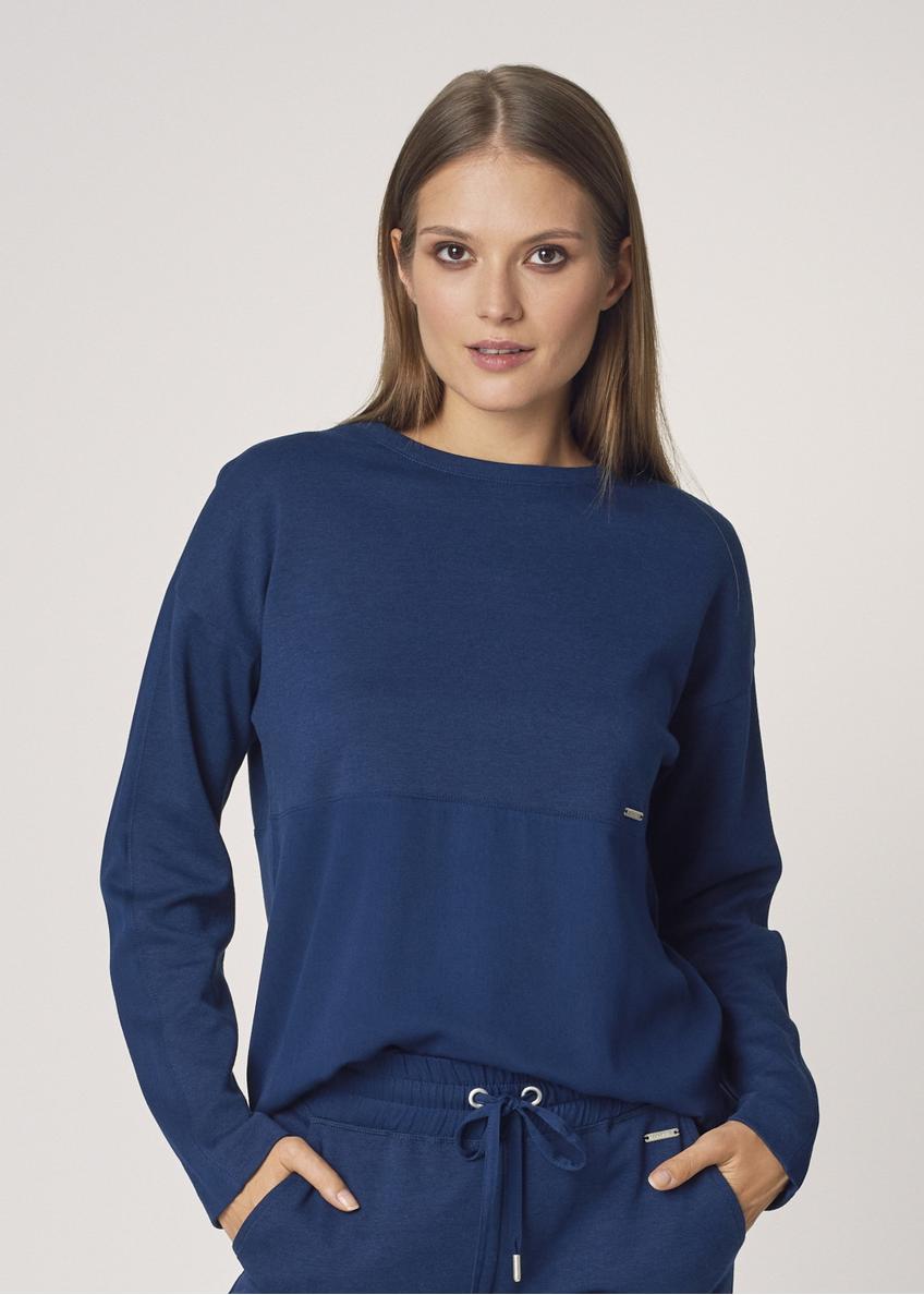 Women's navy blue basic oversize sweatshirt BLZDT-0063-69(Z21)-01