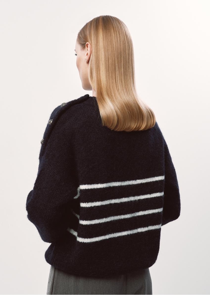 Navy blue striped women's sweater SWEDT-0200-69(Z23)