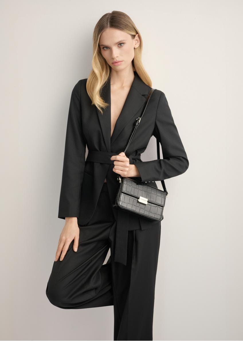Elegancka czarna torebka damska croco TOREC-1251-9G(Z26)