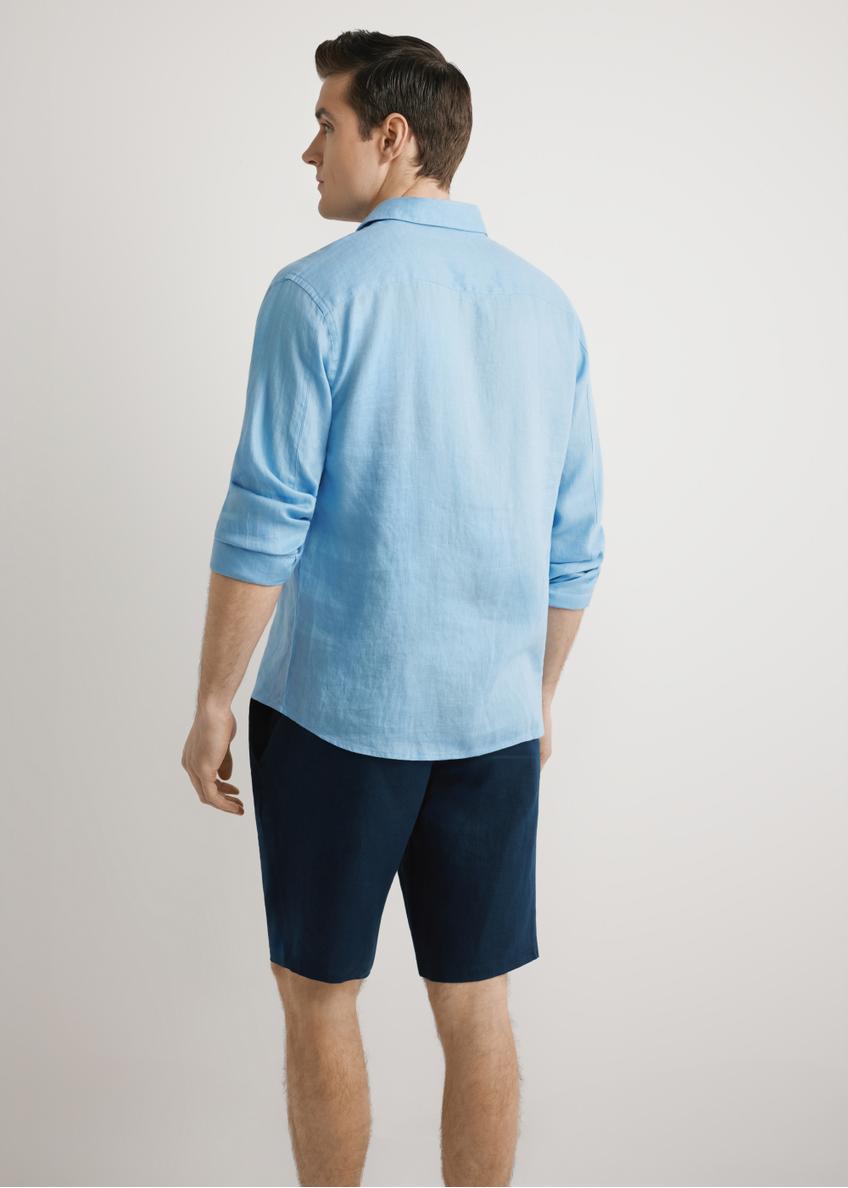 Niebieska lniana koszula męska KOSMT-0321A-7B(W26)
