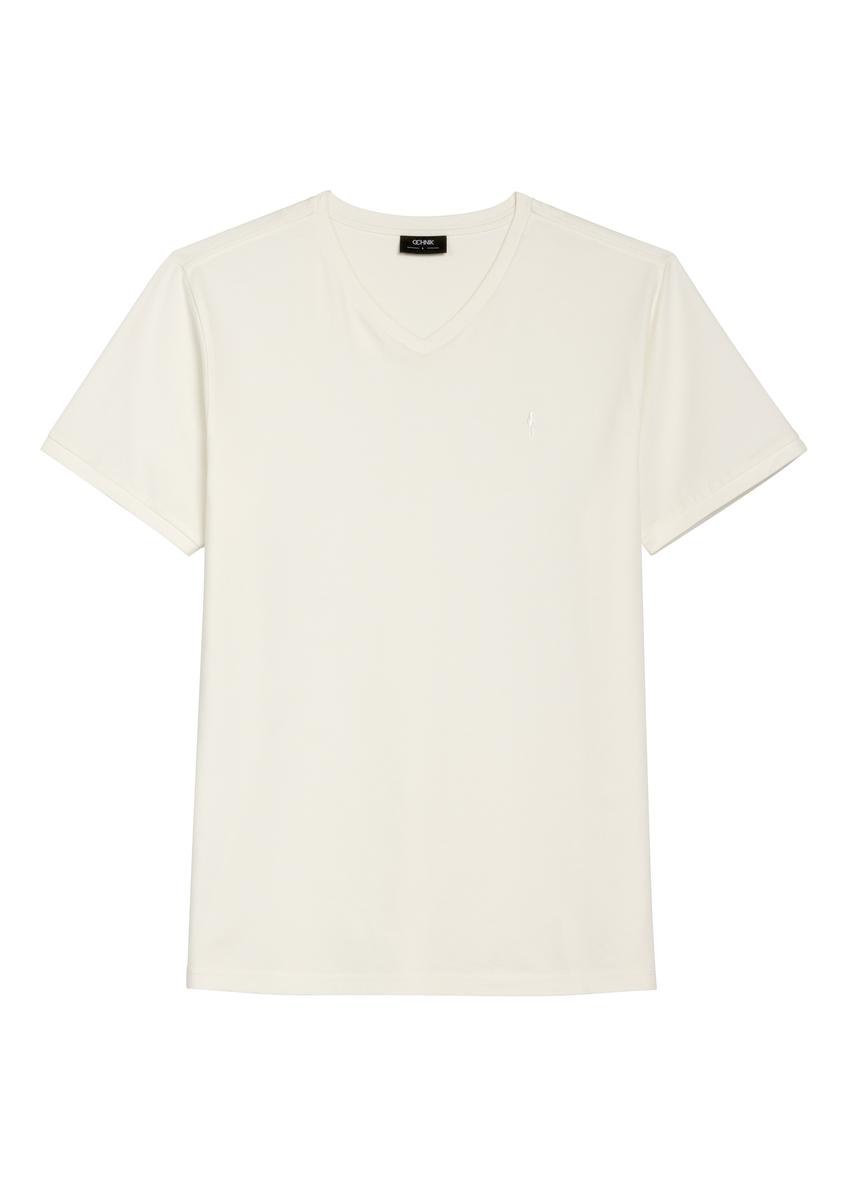 Biały bawełniany T-shirt męski TSHMT-0088-0B(W26)