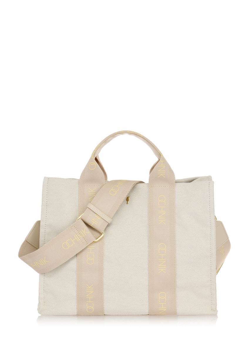 Kremowa torebka damska typu tote bag TOREN-0288-12(W24)