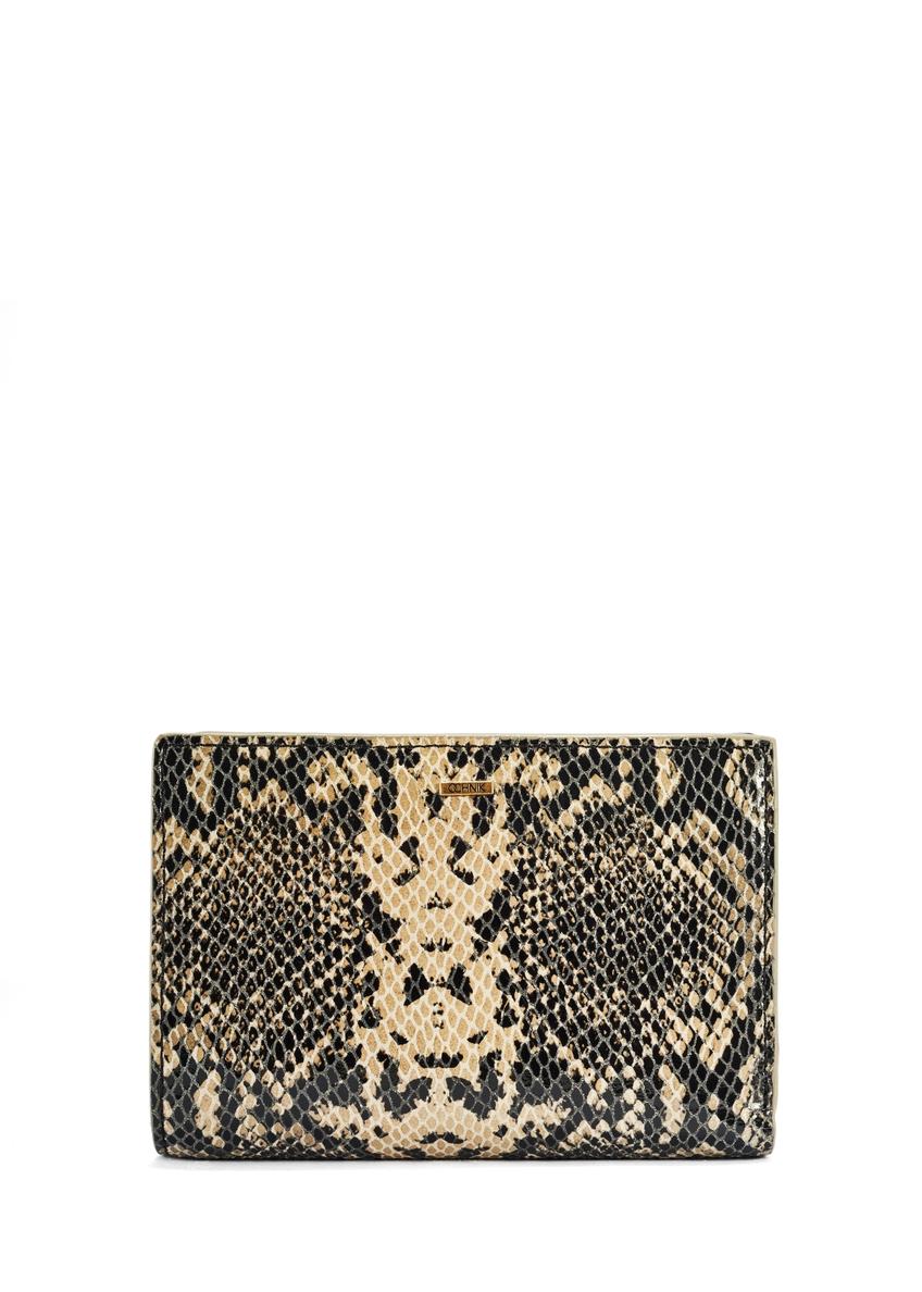 Średni skórzany portfel animal print PORES-0950-81(W25) - widok produktu z przodu na białym tle. 