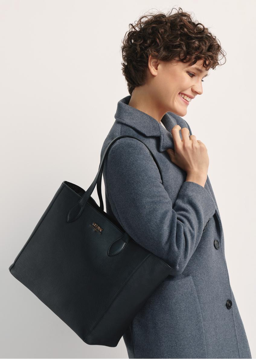 Czarna skórzana torebka shopper damska TORES-0971F-99(W26)