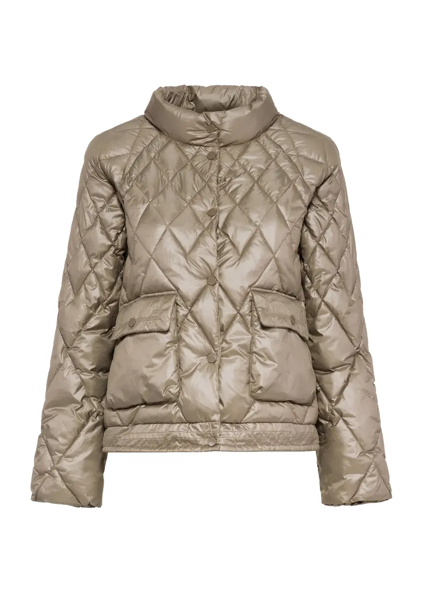 Oliwkowa pikowana kurtka damska KURDT-0597-57(Z25)