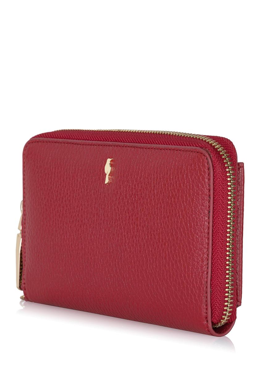 Czerwony skórzany portfel damski na pasku PORES-0897-40(Z23)