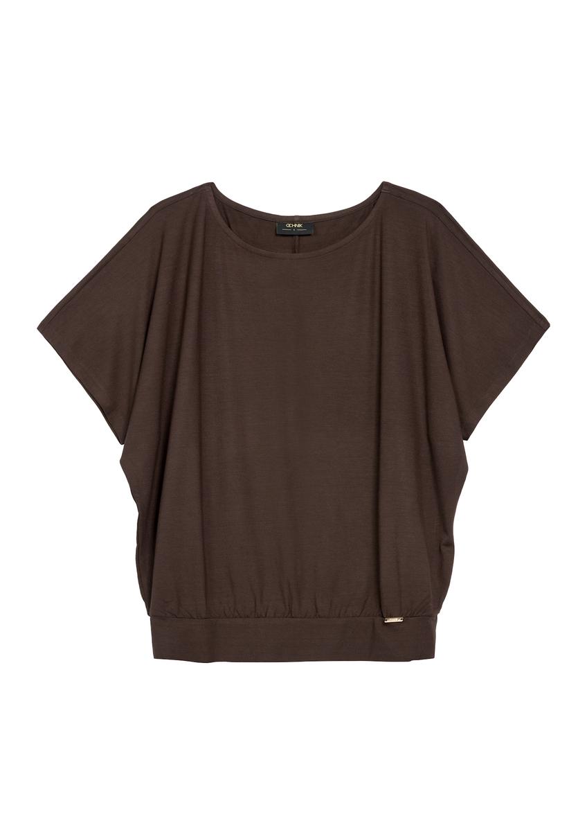 Brązowa bluzka damska ze ściągaczem BLUDT-0170-1I(W26)