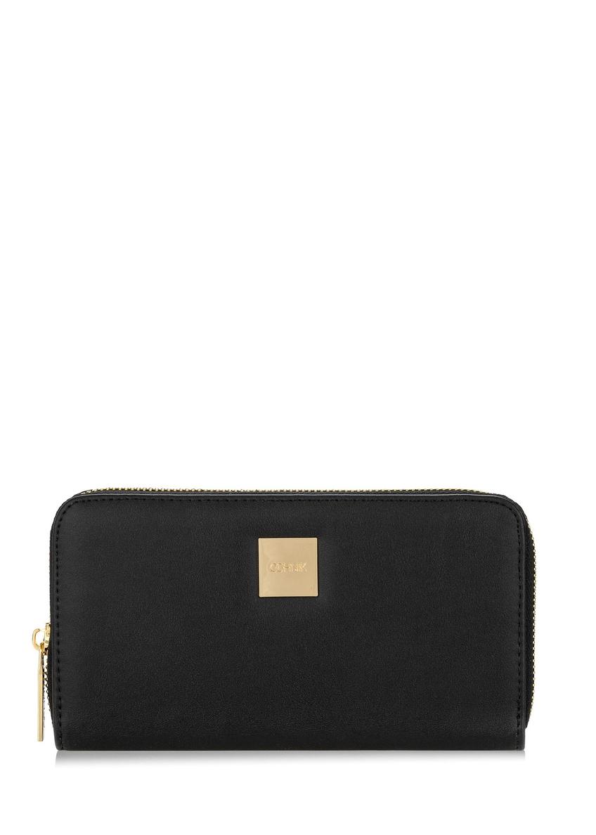Duży czarny portfel damski z logo POREC-0368-99(W24)